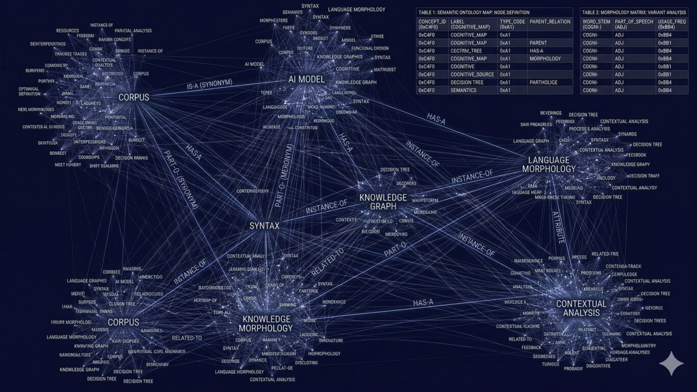 Wide semantic network map connecting corpus, syntax, and contextual analysis