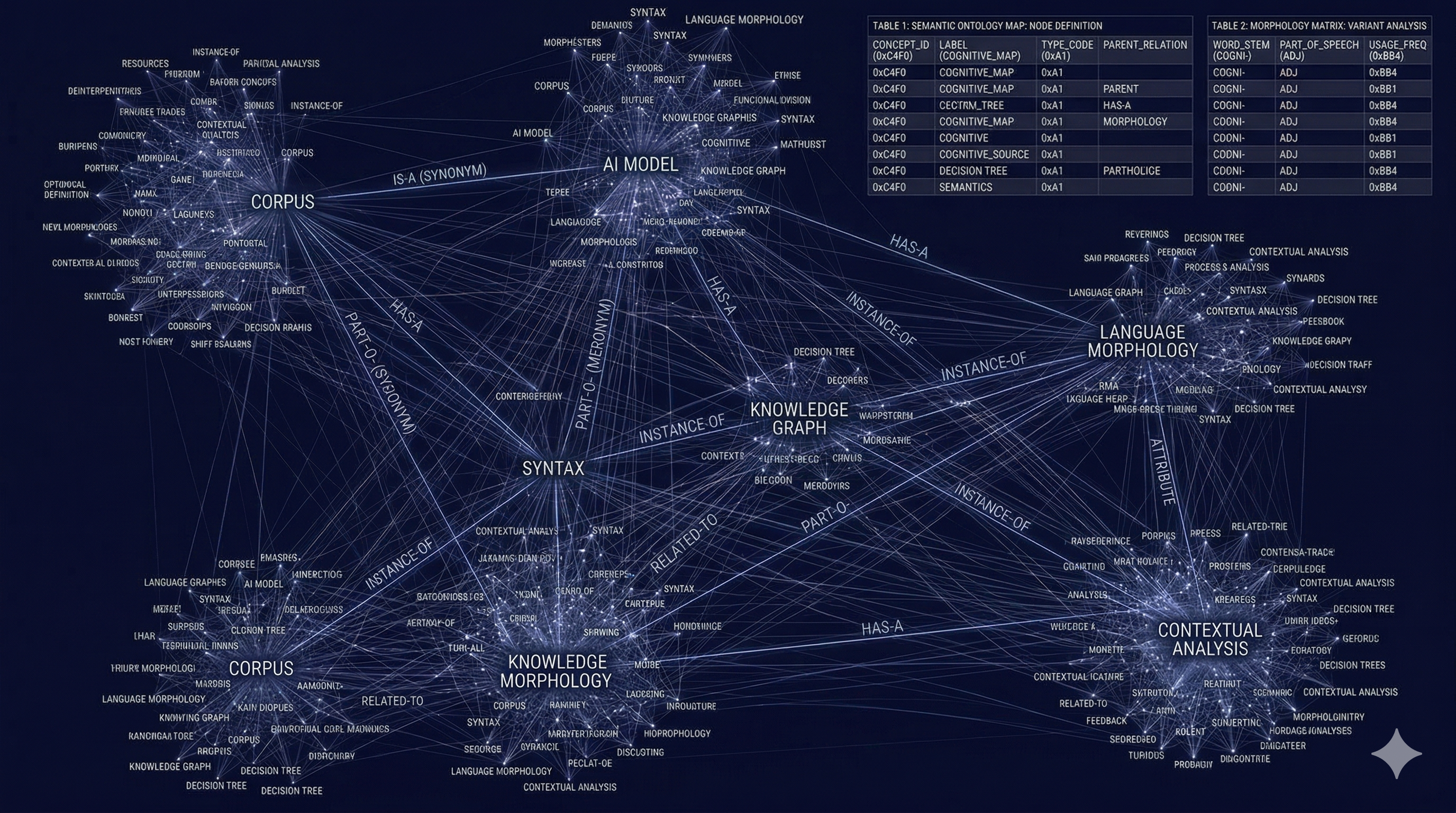 Wide semantic map connecting corpus and knowledge graph structures